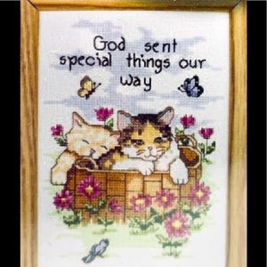 Janlynn counted cross stitch kit with kittens and religious saying